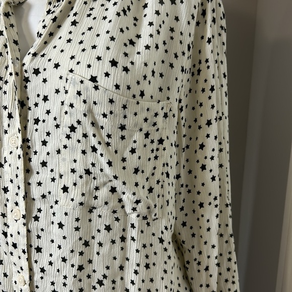 EVEREVE Allison Joy Celeste Star Shirt White Stars Button Down Top Sz XL NEW - Picture 4 of 14